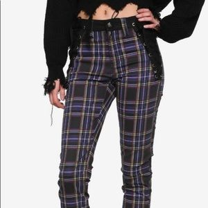 Royal Bones side laced skinny plaid pants size 11